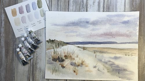 paysage aquarelle dunes et le kit tundra par creativ-ariane