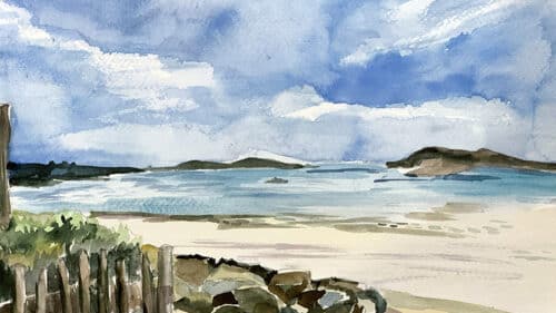 aquarelle plage bretagne@creativeariane